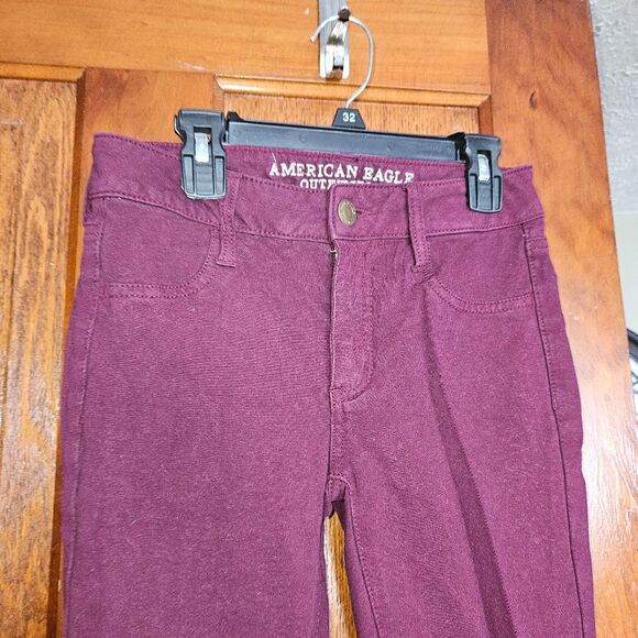 American Eagle Burgundy Jeggings Women’s 2 W26 L30 | Stretchy Fall Leggings - Picture 9 of 9